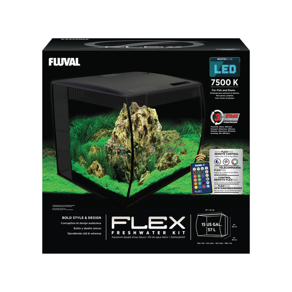 Fluval Flex Aquarium Kit  Black  15 gal.
