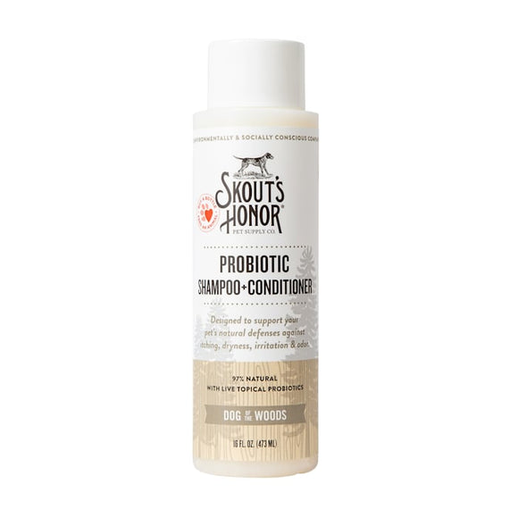 skout s honor probiotic pet shampoo + conditioner (dog of the woods - sandalwood & vanilla) for a healthier skin and coat