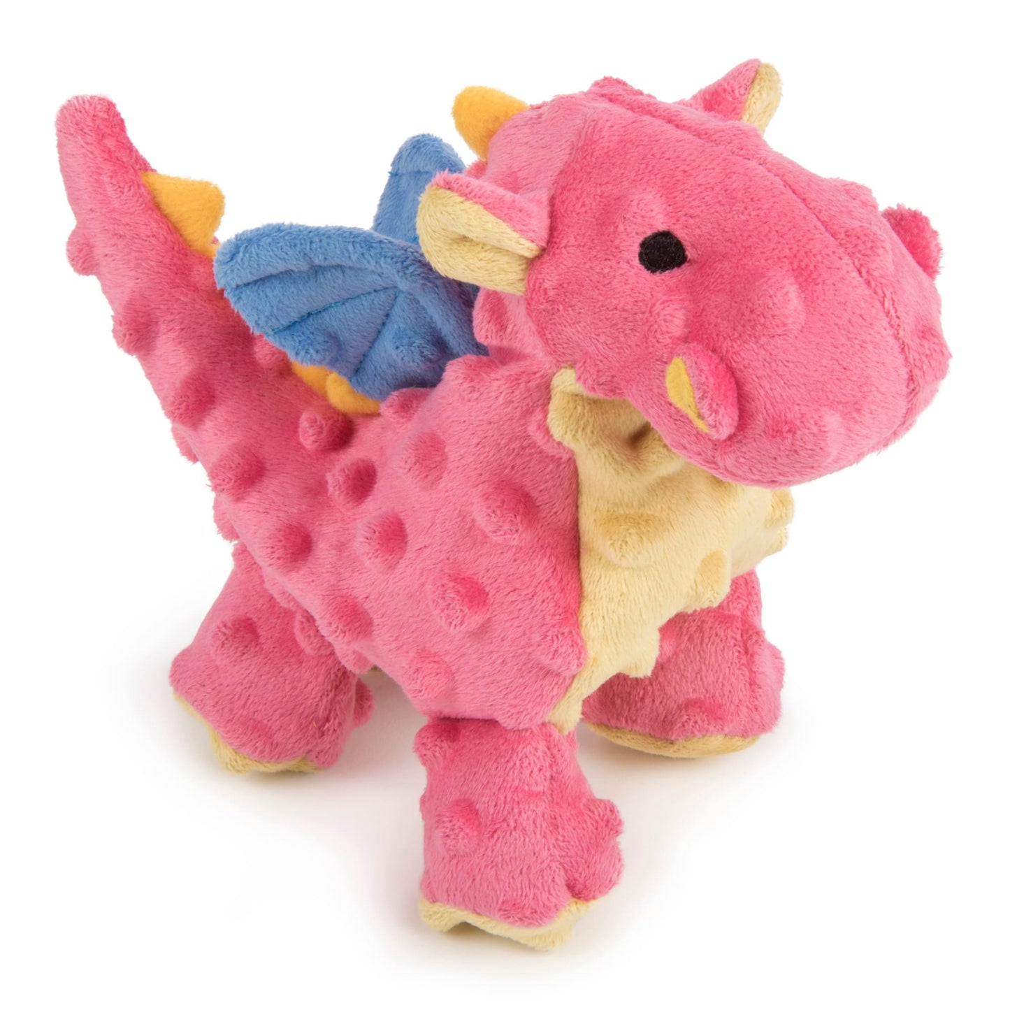 goDog Dragons Durable Plush Squeaker Dog Toy  Small  Coral