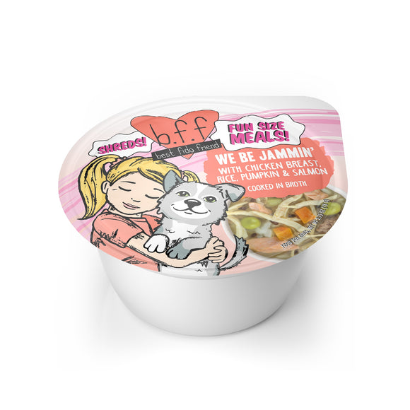B.F.F. Fun Size Meals! We Be Jammin' with Chicken Breast, Rice, Pumpkin & Salmon in Broth Wet Dog Food, 2.75 oz.