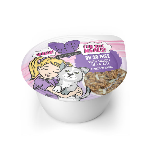 B.F.F. Fun Size Meals! Oh So Nice with Sirloin Tips & Rice in Broth Wet Dog Food, 2.75 oz.