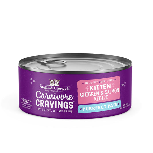 Stella & Chewy's Carnivore Cravings Purrfect Pate Cage-Free Chicken & Salmon Kitten Recipe Wet Cat Food, 2.8 oz.