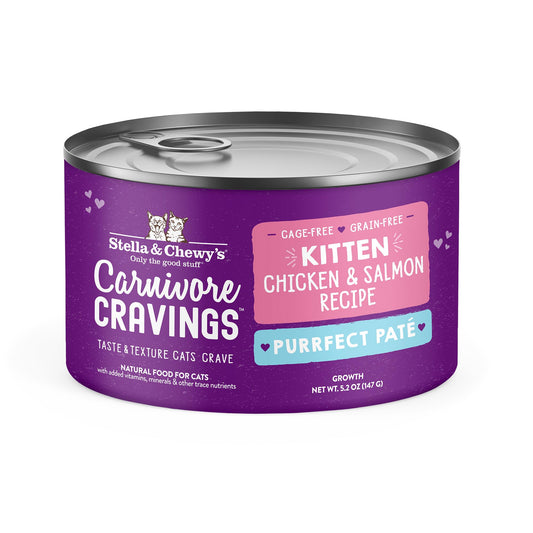 Stella & Chewy's Carnivore Cravings Purrfect Pate Cage-Free Chicken & Salmon Kitten Recipe Wet Cat Food, 5.2 oz.