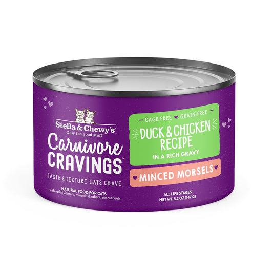 Stella & Chewy's Carnivore Cravings Minced Morsels Cage-Free Chicken & Duck Recipe Wet Cat Food, 5.2 oz.