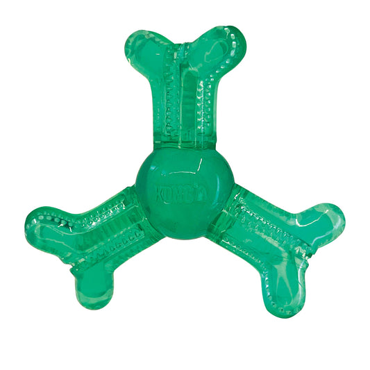 KONG Squeezz Dental Roller Bone Dog Toy, Small, Green