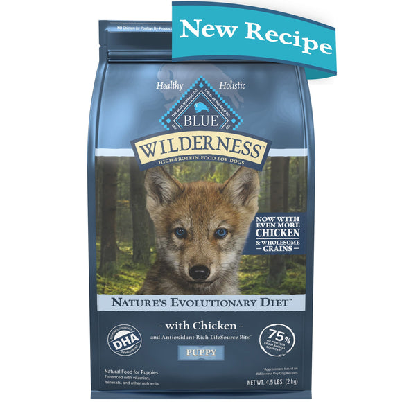 Blue Buffalo Wilderness High Protein Natural Puppy Dry Dog Food plus Wholesome Grains  Chicken 4.5 lb bag