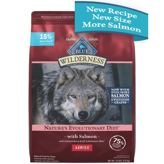 Blue Buffalo Wilderness High Protein Natural Adult Dry Dog Food plus Wholesome Grains  Salmon 13 lb bag