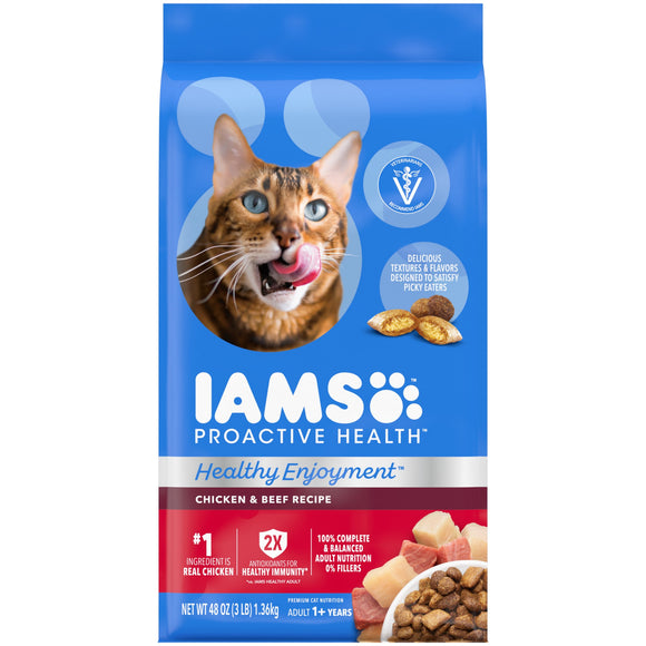IAMS Healthy Enjoyment Dry Cat Food Chicken & Beef Recipe  3 lb. Bag