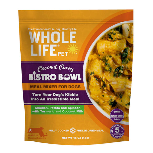 Whole Life Pet Bistro Bowls Coconut Curry Freeze Dried Meal Mixer For Dogs 16oz