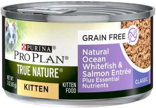 Purina ProPlan True Nature Whitefish/Salmon Kitten Wet Food 3oz can