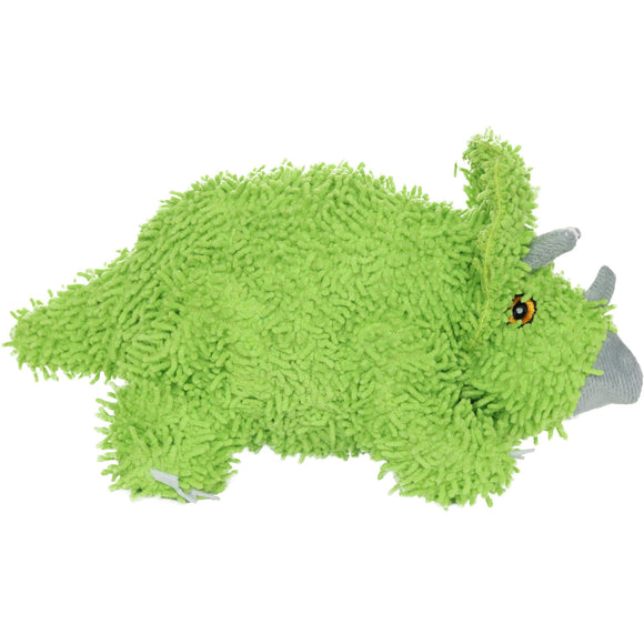Tuffys Mighty Microfiber Ball Medium Triceratops Green Durable Squeaky Dog Toy