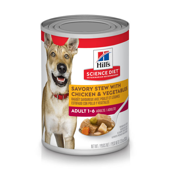 Hill's Science Diet Adult Savory Stew with Chicken & Vegetables Canned Dog Food, 12.8 oz, 12-pack