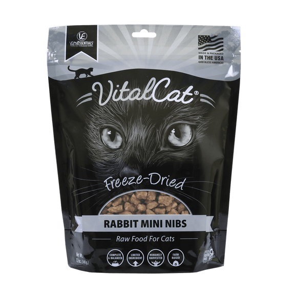 Vital Essentials Freeze Dried Cat Mini Nibs 12oz Rabbit