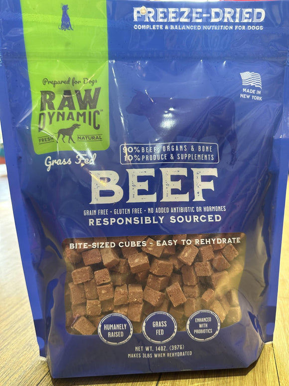 Raw Dynamic Freeze-Dried Raw Dog Food 14oz- Beef