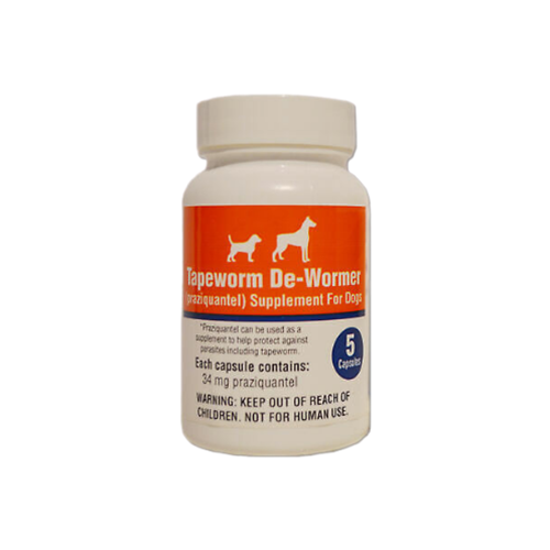 Tapeworm De-Wormer (Praziquantel) Supplement For Dogs 5ct
