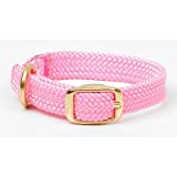 Hot Pink:Adjustable double-braid dog collarWaterproof and durable webbingFeatures all brass hardware buckle and "D" ringMatches Mendota snap leashes perfectlyChoose 1" wide or 9/16" wide for small breed and puppies"