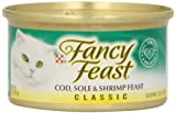 Fancy Feast Grain Free Pate Wet Cat Food  Classic Pate Cod  Sole & Shrimp Feast  3 oz. Can
