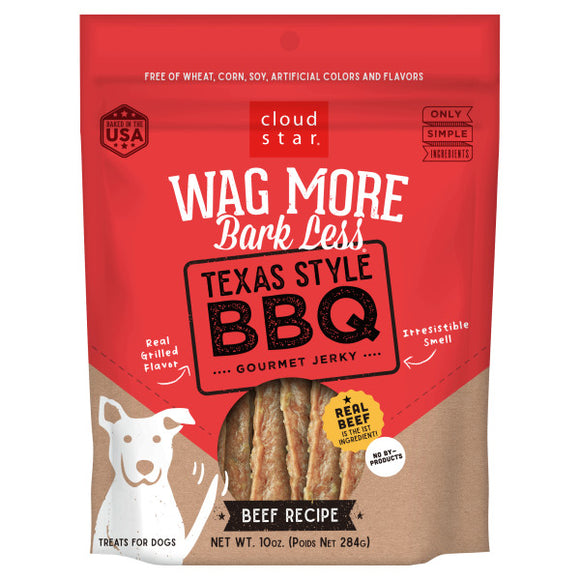 Cloud Star Wag More Bark Less Jerky Grain Free Dog Treats, Texas BBQ Beef, 10 oz. Pouch
