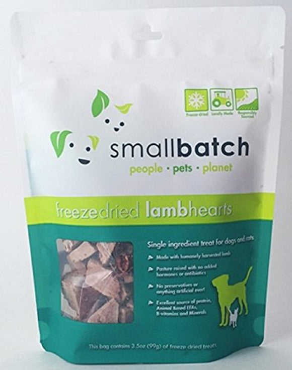 Small Batch Lamb Hearts Freeze Dried Dog Treats, 3.5oz