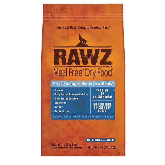 Rawz Natural Grain-Free Salmon, Chicken & Whitefish All Life Stages Dry Dog Food, 3.5 Lb