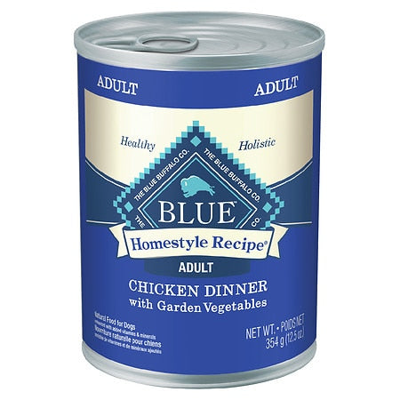 Blue Buffalo Homestyle Recipe Chicken Pate Wet Dog Food for Adult Dogs  Whole Grain  12.5 oz. Can