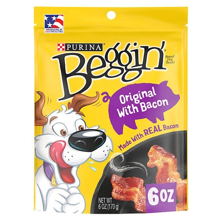Purina Beggin  Strips Dog Treats  Original With Bacon  6 oz. Pouch