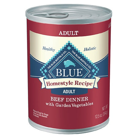 Blue Buffalo Homestyle Recipe Beef Pate Wet Dog Food for Adult Dogs  Whole Grain  12.5 oz. Can