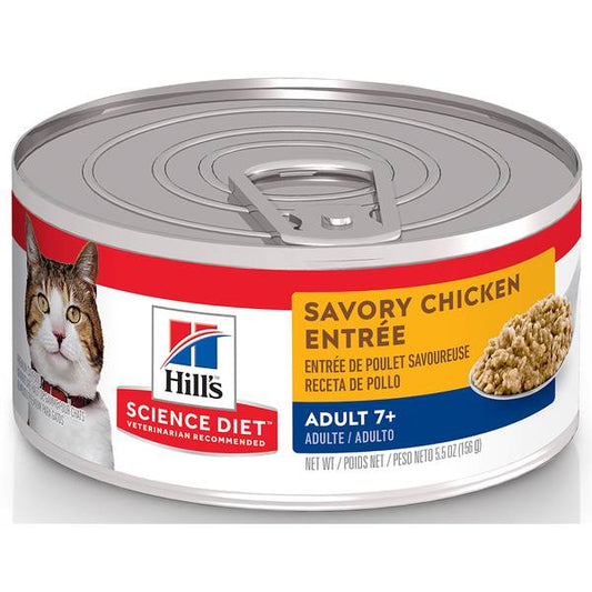 Hill's Science Diet Adult 7+ Savory Chicken Entr&eacute;e Canned Cat Food, 5.5 oz, 24-pack