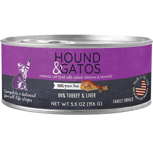 Hound & Gatos Grain Free Wet Cat Food Turkey 5.5oz can