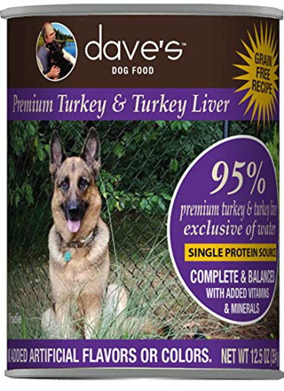 Dave's Pet Food Healthy & Grain Free Canned Dog Food for Weight Loss - 95% Tu...