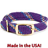 Purple Conf:Adjustable double-braid dog collarWaterproof and durable webbingFeatures all brass hardware buckle and 