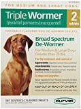 Triple Wormer Broad Spectrum De Wormer Medium Large Dogs 25 Pounds Plus 2 Tabs