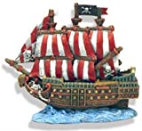 Exotic Environments Caribbean Pirate Ship Aquarium Ornament, 6-Inch by 3-1/2-Inch by 5-1/2-Inch