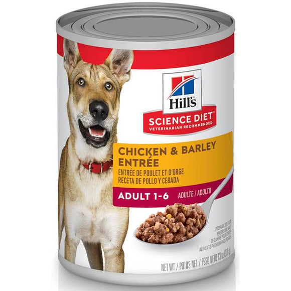 Hill's Science Diet Adult Chicken & Barley Entrée Canned Dog Food, 13 oz, 12-pack