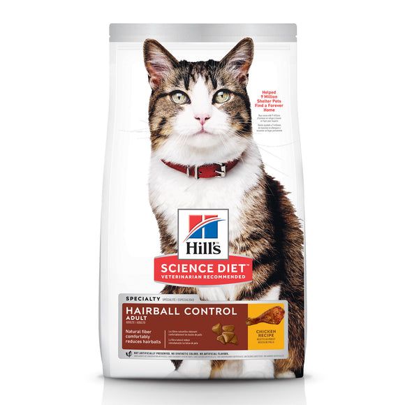 Hill's Science Diet Adult Hairball Control Chicken Recipe Dry Cat Food, 3.5 lb bag