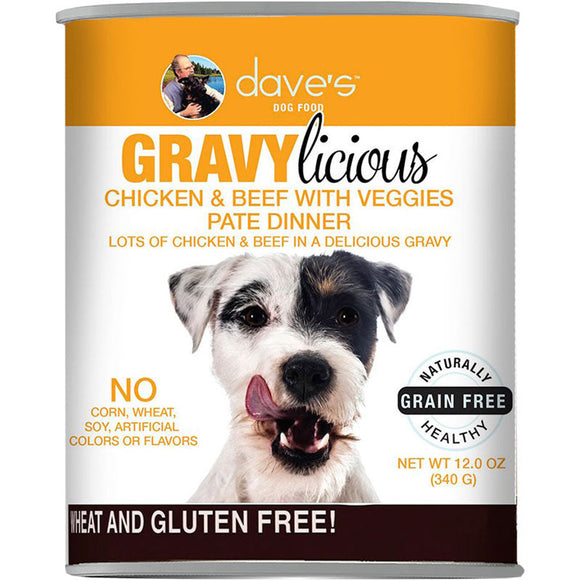Dave's Cat's Dog Grain Free Gravylicious Chicken And Beef 12oz