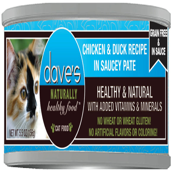 Dave's Cat Food Grain Free Saucey Chicken N Duck 5.5 Oz
