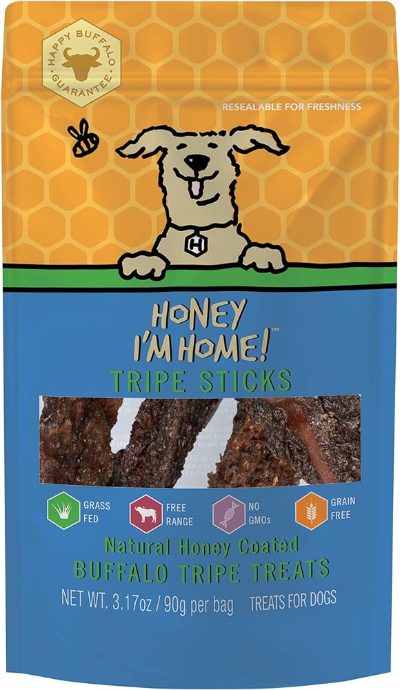Honey I'm Home Dog Treats Tripe Sticks Buffalo Dog Treats 3.17oz