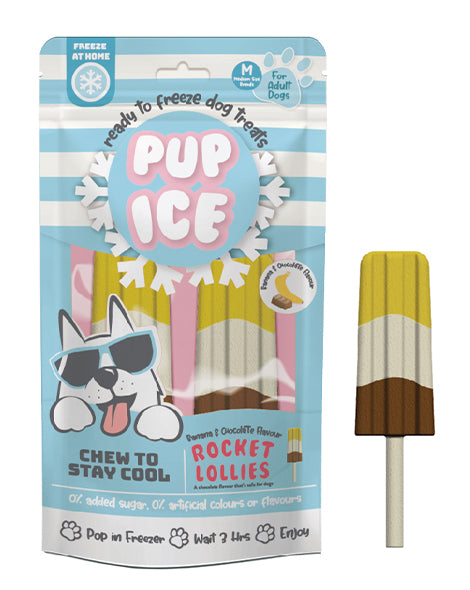 Pup Ice Rocket Lollies Banana & Chocolate Flavor 3oz