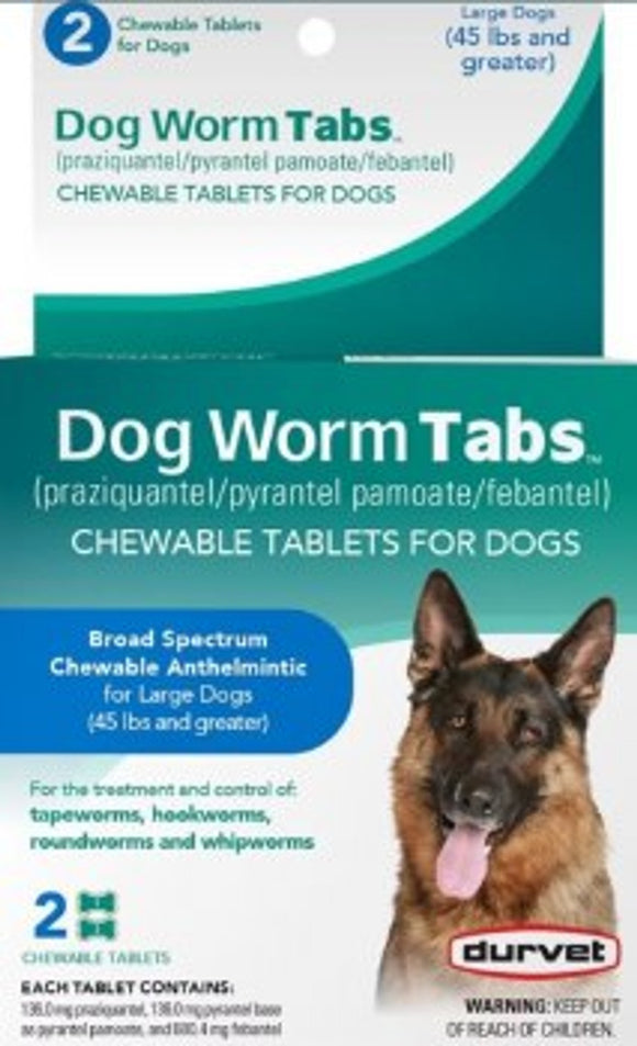 Durvet Dog Dewormer Tabs Large Dog 2 ct