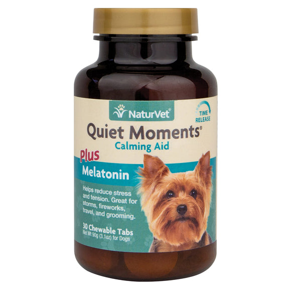 NaturVet Quiet Moments Calming Aid Plus Melatonin Dog Tabs