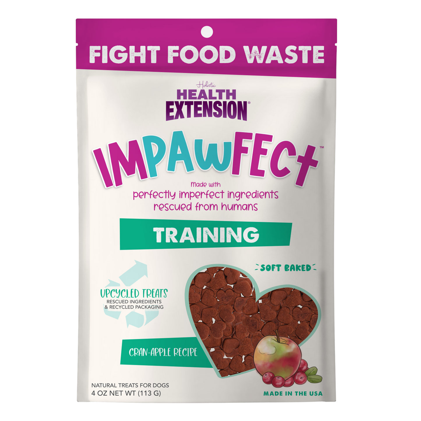 Health Extension Pet Care - Impawfect Cran-Apple Training Treats 4oz
