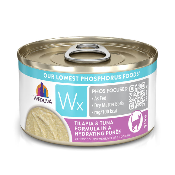 Weruva Wx Phos Focused 3oz Canned Cat food Tilapia Tuna Puree