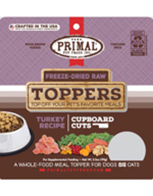 Primal Cupboard Cuts Freeze Dried Raw Dog Food Topper Turkey, 3.5 oz - Dog & Cat Food Topper and Meal Mixer