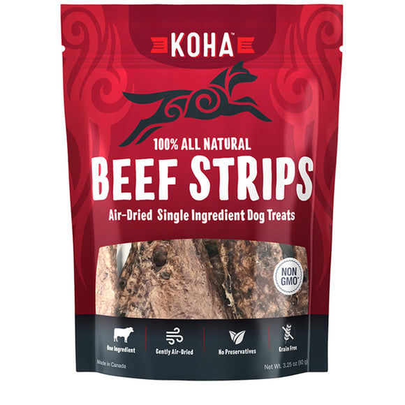 Koha Dog Grain Free Air Dried Beef Strips 3.25oz