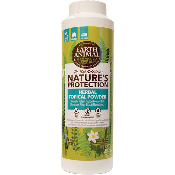 Earth Animal Nature's Protection Topical Powder Fleas Ticks & Mosquitoes 8 Oz