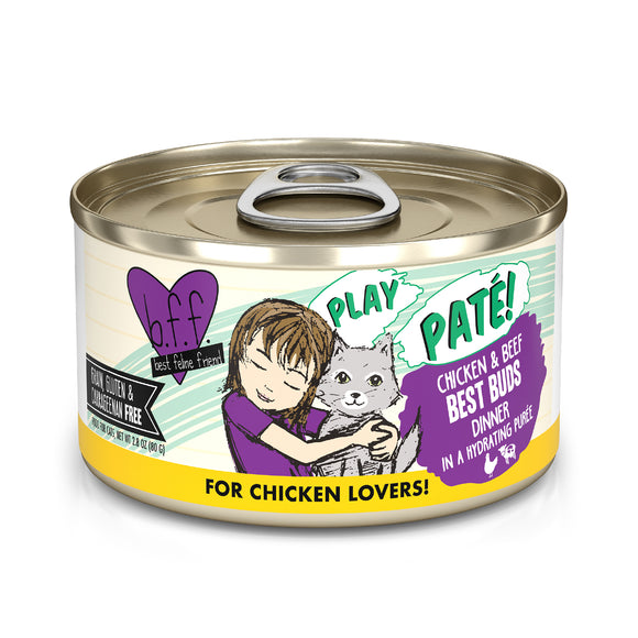 Weruva B.F.F. PLAY Pate Cat food 2.8oz Can Best Buds Chicken and Beef