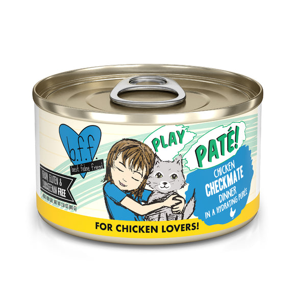 Weruva B.F.F. PLAY Pate Cat food 2.8oz Can Checkmate Chicken