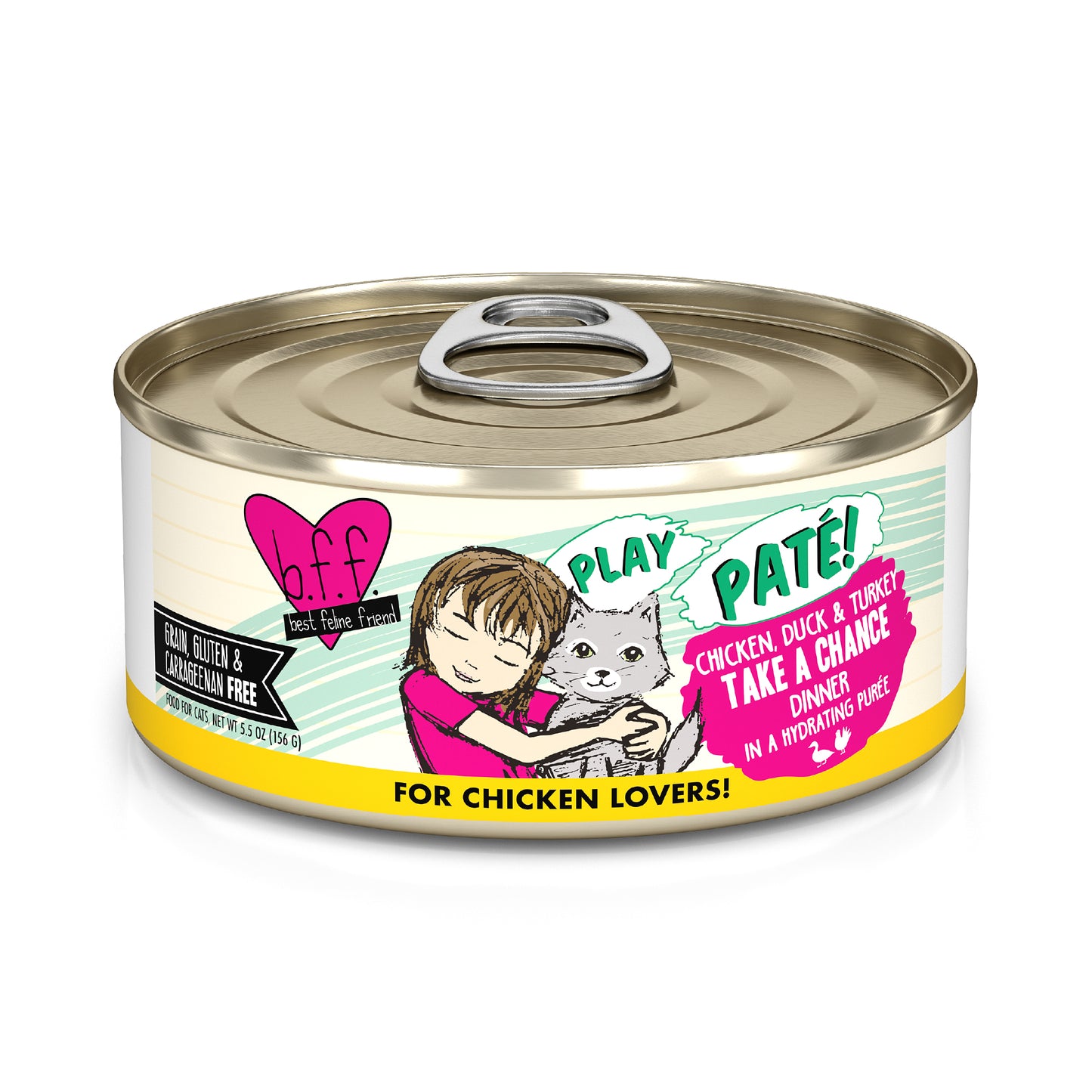 Weruva B.F.F. PLAY Pate Cat food 5.5oz Can Take a Chance Chicken and Duck