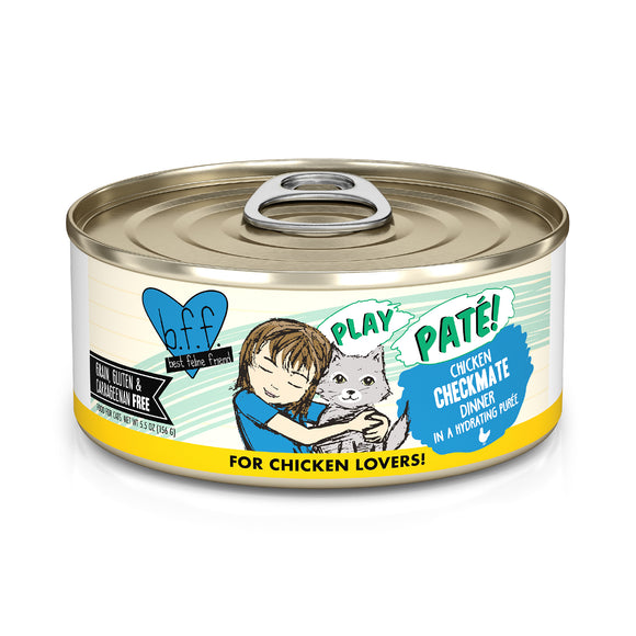 Weruva B.F.F. PLAY Pate Cat food 5.5oz Can Checkmate Chicken